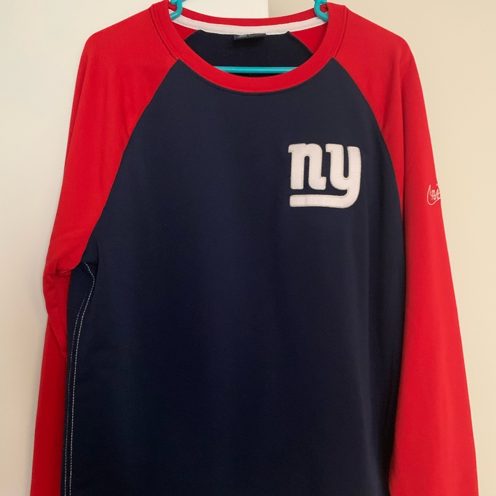 Men’s New York Giants Nike Navy/Red Historic Raglan Performance Crew Sweatshirt